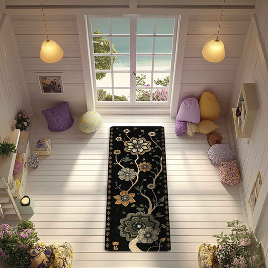 Secret Gardens 2 - Floral Yoga Mat for Mindful Practice - Non-Slip Eco-Friendly Natural Rubber