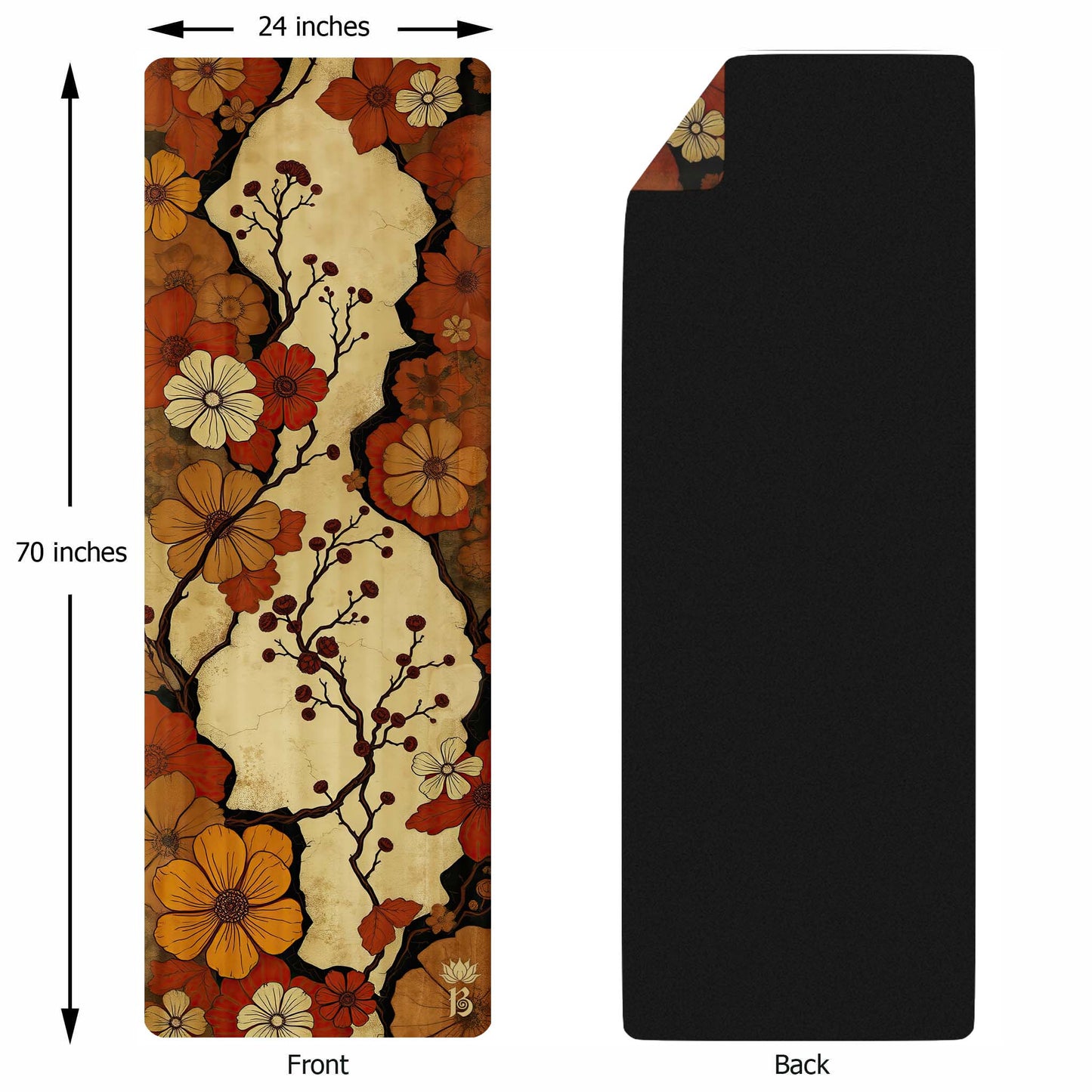Secret Gardens 5 - Floral Yoga Mat for Mindful Practice in Tranquil Earth Tones - Non-Slip Eco-Friendly Natural Rubber