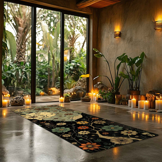 Secret Gardens 7 - Floral Yoga Mat for Mindful Practice - Non-Slip Eco-Friendly Natural Rubber