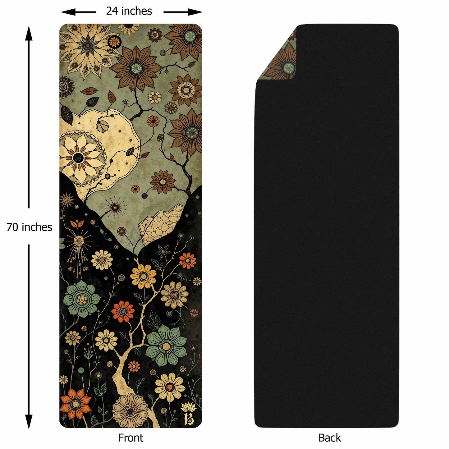 Secret Gardens 7 - Floral Yoga Mat for Mindful Practice - Non-Slip Eco-Friendly Natural Rubber