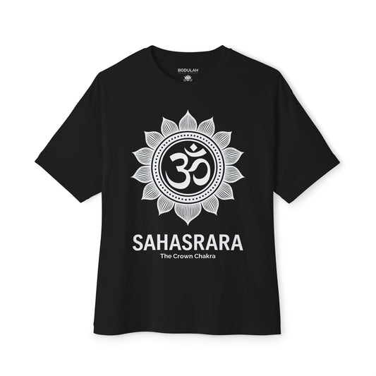Crown Chakra T-Shirt – Oversized Unisex Tee with Sahasrara Lotus, Spiritual Yoga Clothing Premium Cotton