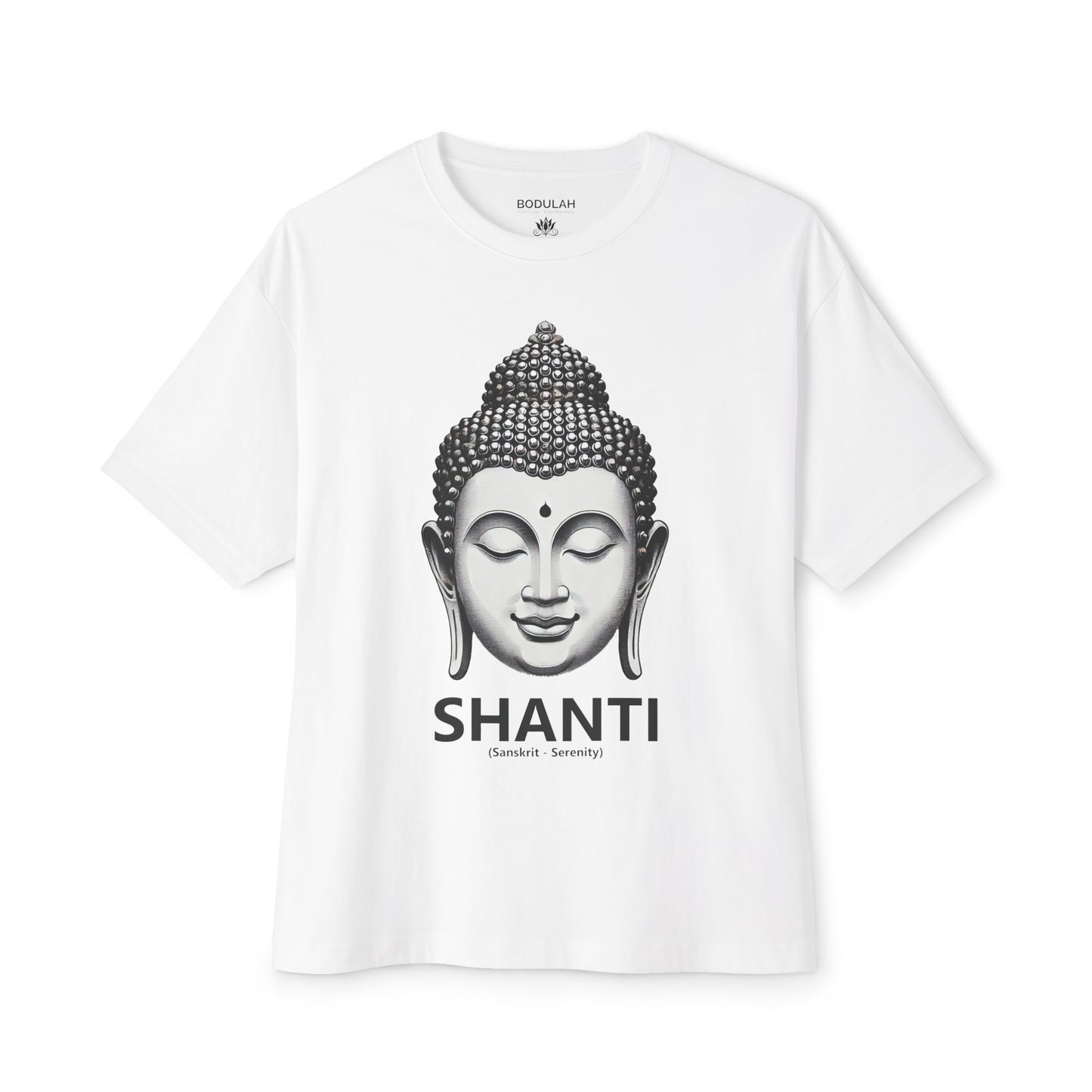 Buddha Serenity T-Shirt – Oversized boxy Tee with Buddha Head, Peaceful Yoga Clothing Premium Cotton