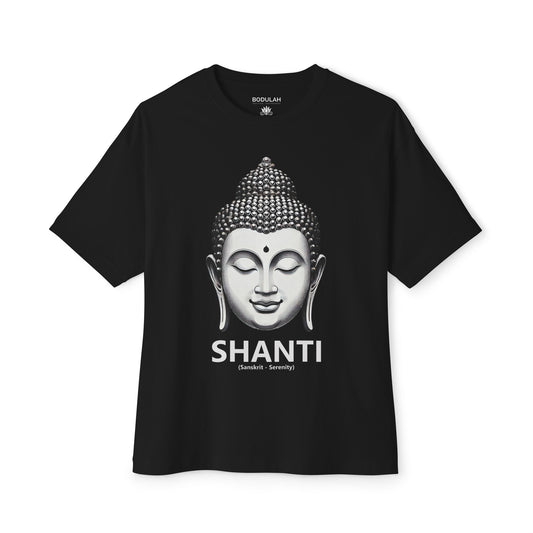 Buddha Serenity T-Shirt – Oversized boxy Tee with Buddha Head, Peaceful Yoga Clothing Premium Cotton