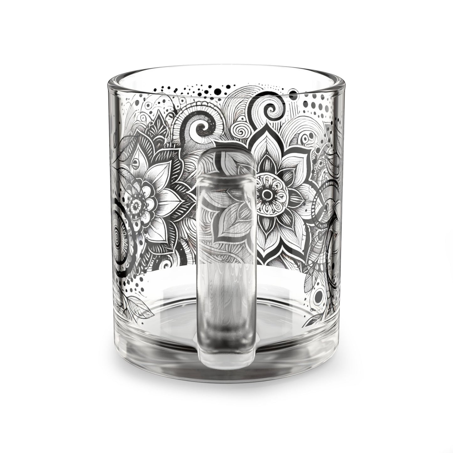 Ethereal Bloom – Black & White Glass Mug