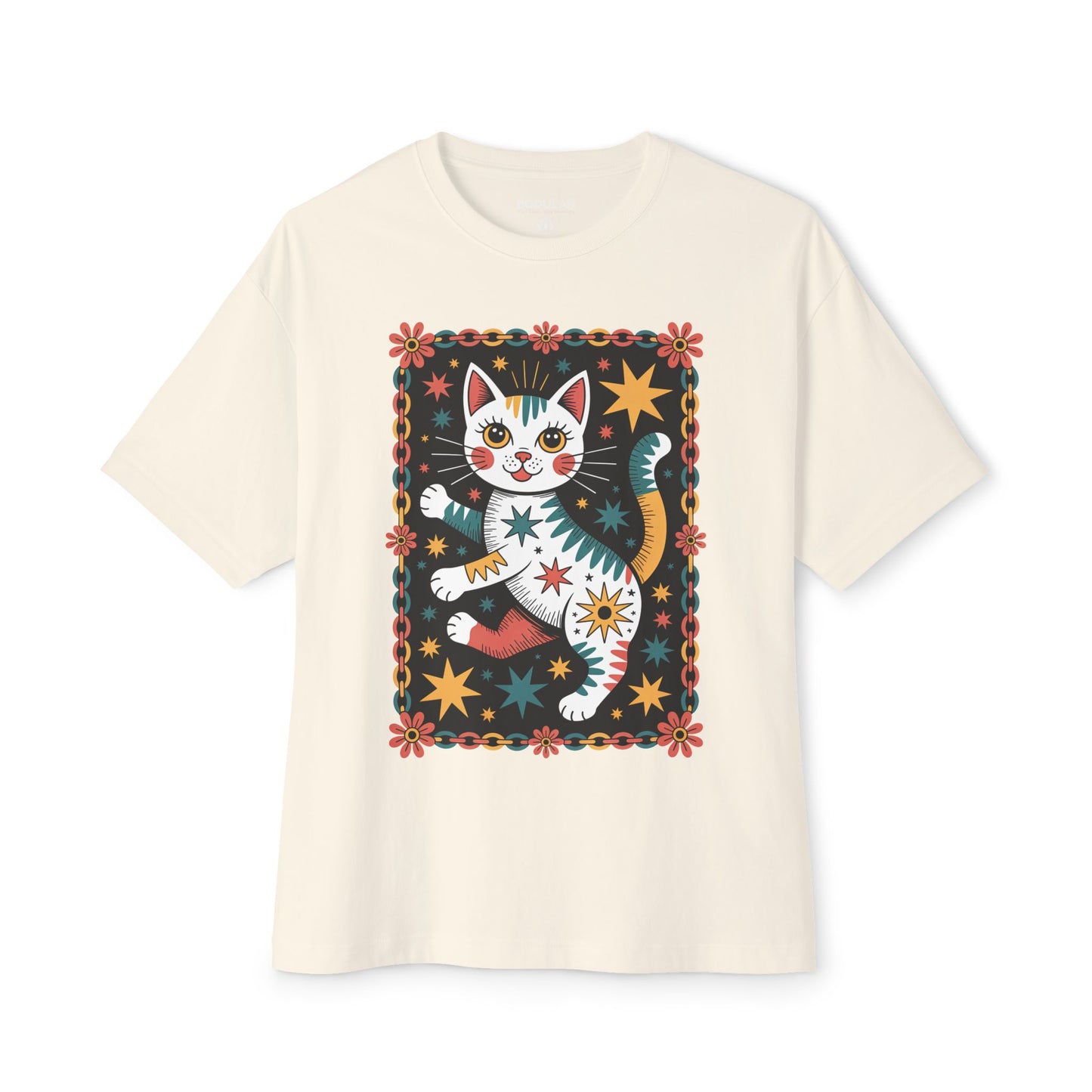 Cosmic Dancing Cat Oversized Boxy T-Shirt