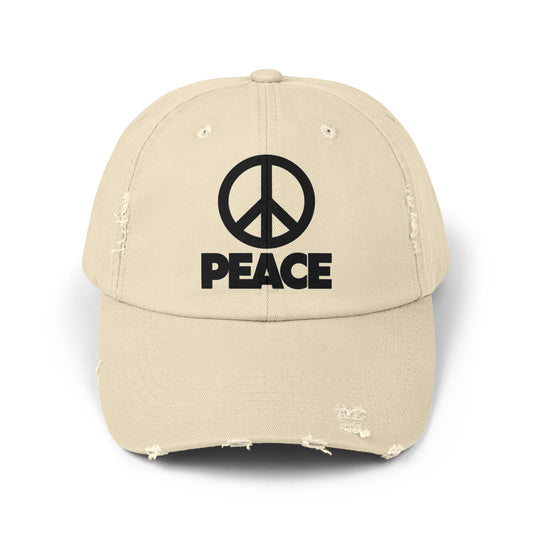 Peace Unisex Distressed Cap – Vintage Cotton Baseball Hat