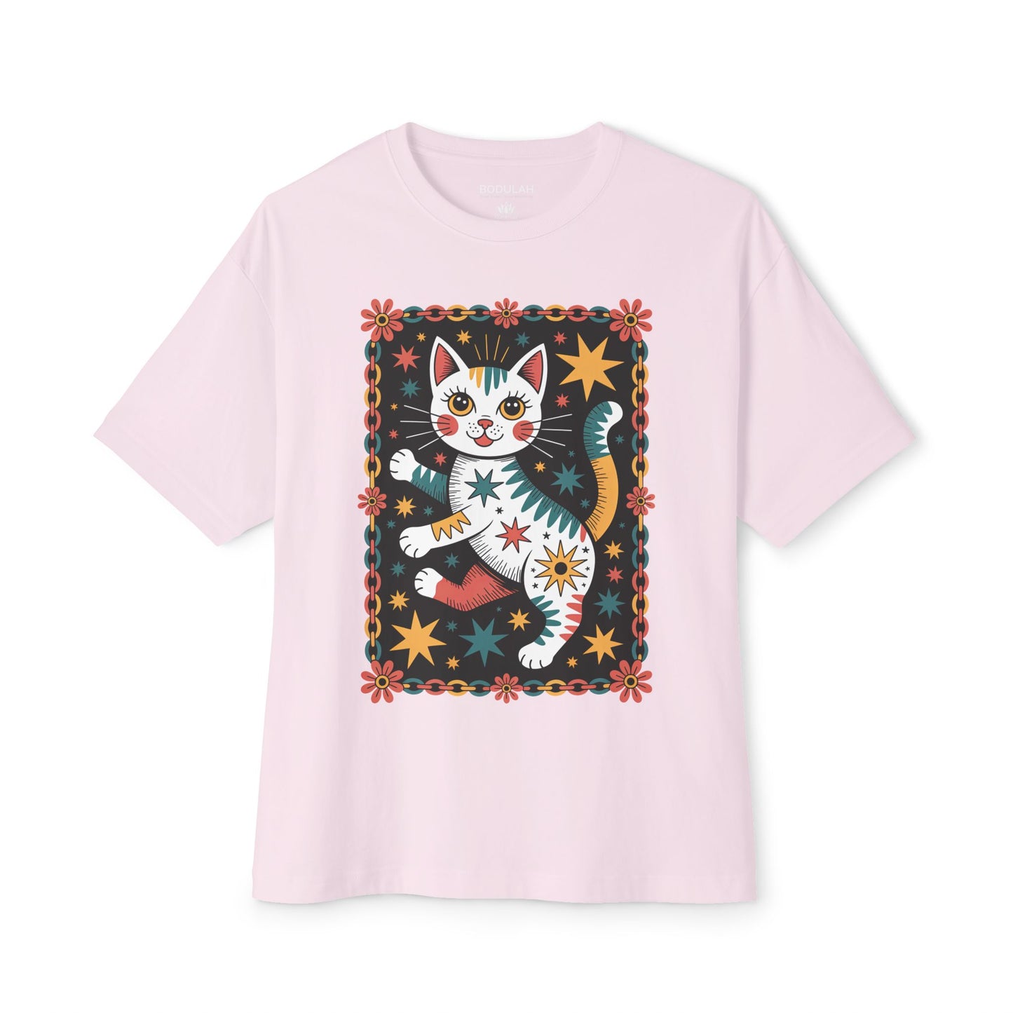 Cosmic Dancing Cat Oversized Boxy T-Shirt