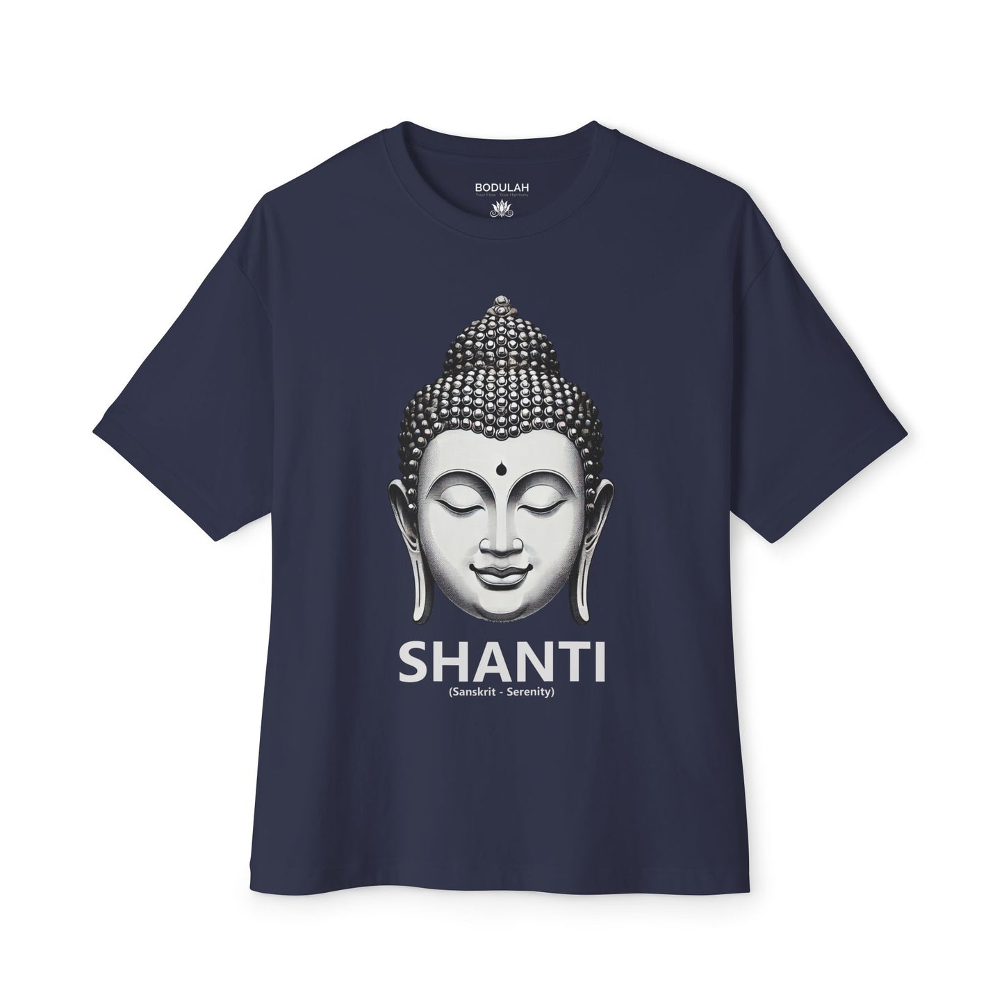 Buddha Serenity T-Shirt – Oversized boxy Tee with Buddha Head, Peaceful Yoga Clothing Premium Cotton