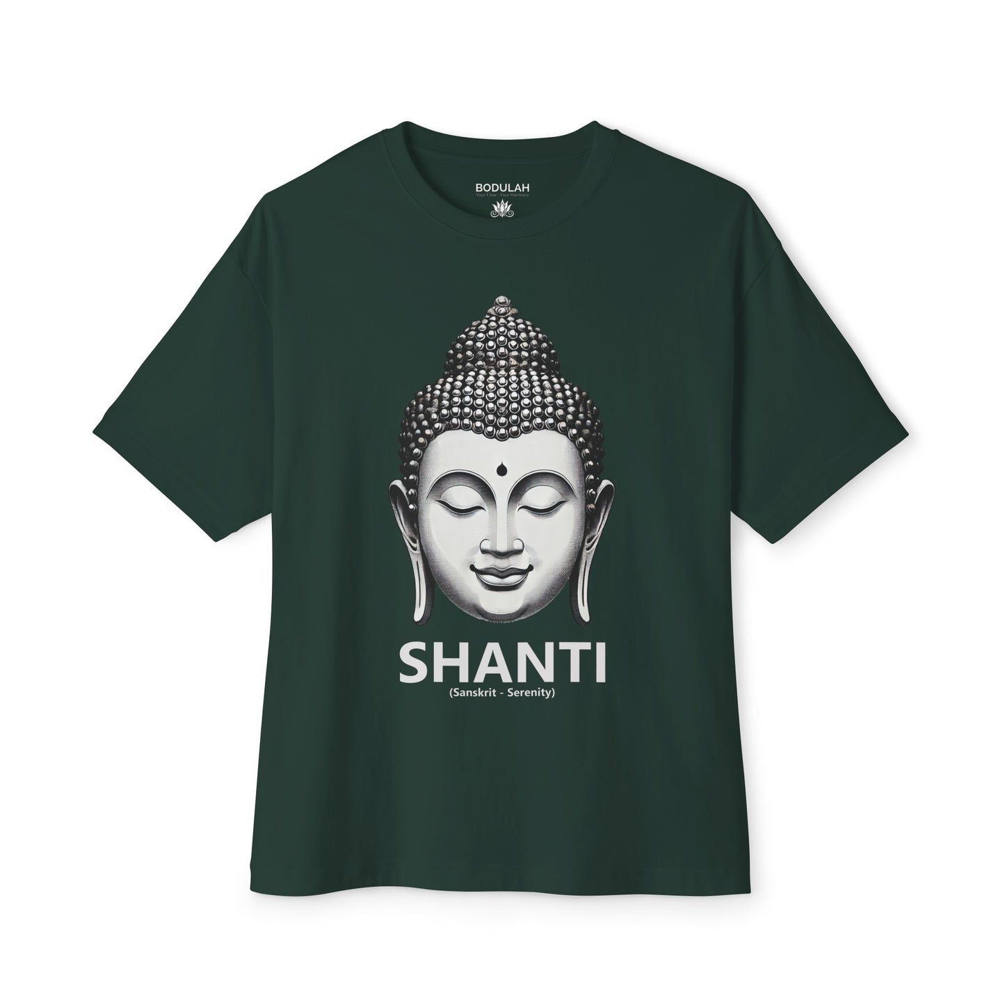 Buddha Serenity T-Shirt – Oversized boxy Tee with Buddha Head, Peaceful Yoga Clothing Premium Cotton