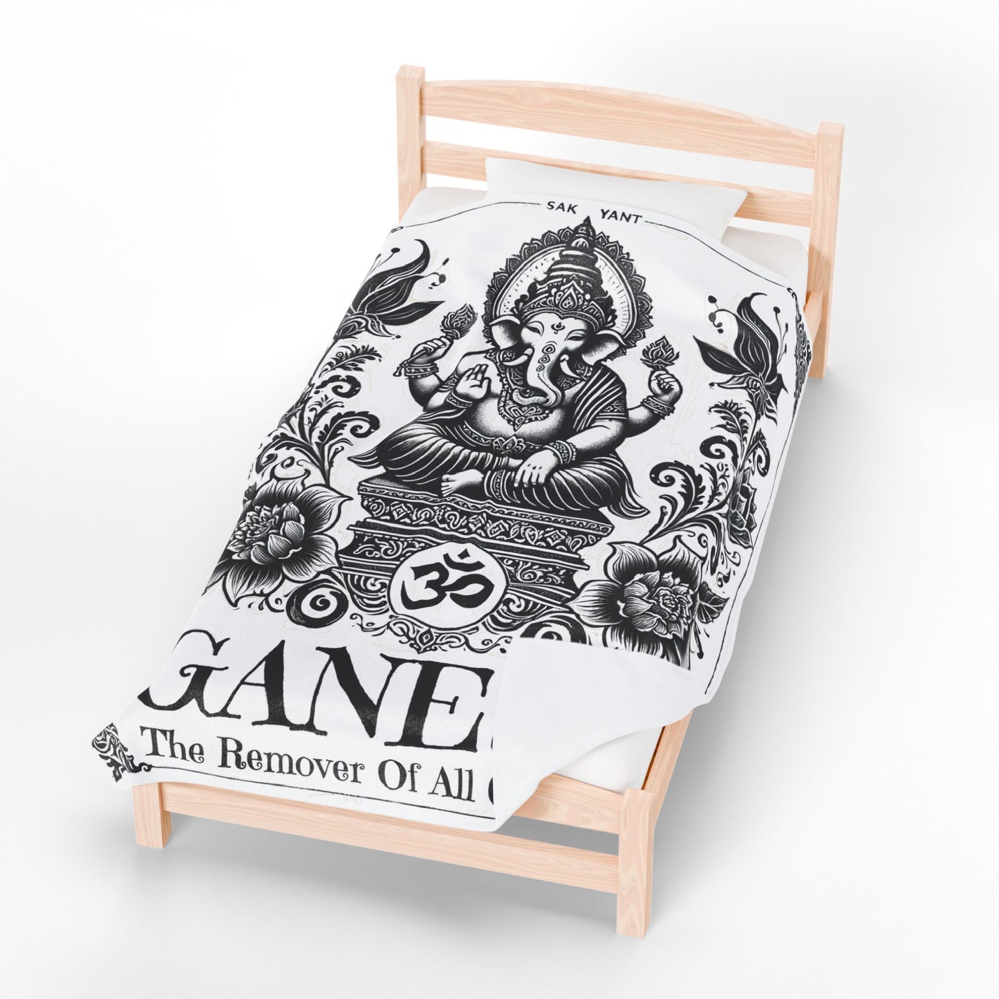 Bodulah "Ganesh" Velveteen Blanket – Sacred Elephant Design, Plush Boho Throw for Meditation, Yoga & Relaxation