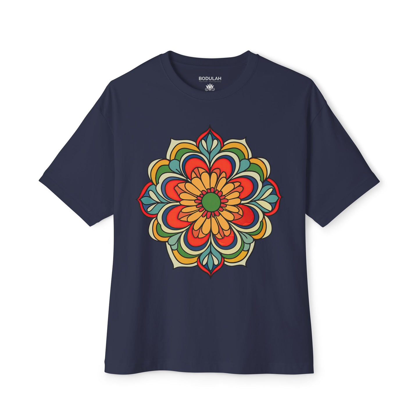 Mandala Flower T-Shirt Oversized Yoga Tee for Balance, Energy & Beauty Sacred Geometry Boho Art Shirt