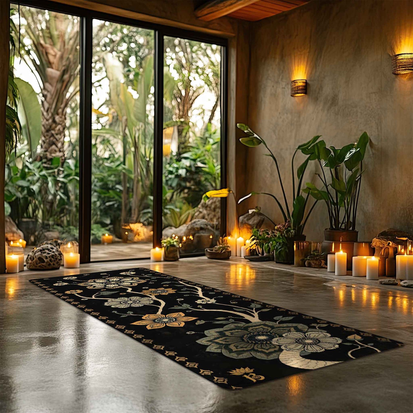 Secret Gardens 2 - Floral Yoga Mat for Mindful Practice - Non-Slip Eco-Friendly Natural Rubber