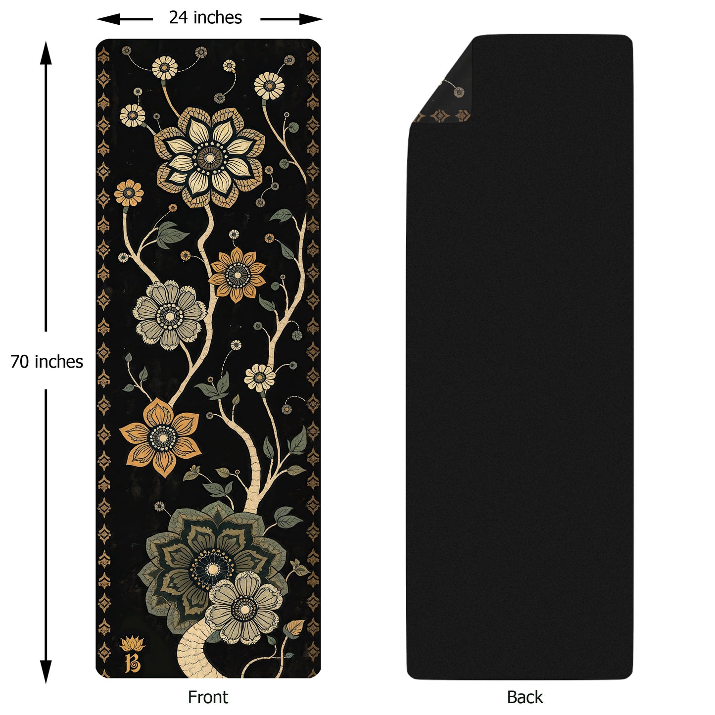 Secret Gardens 2 - Floral Yoga Mat for Mindful Practice - Non-Slip Eco-Friendly Natural Rubber