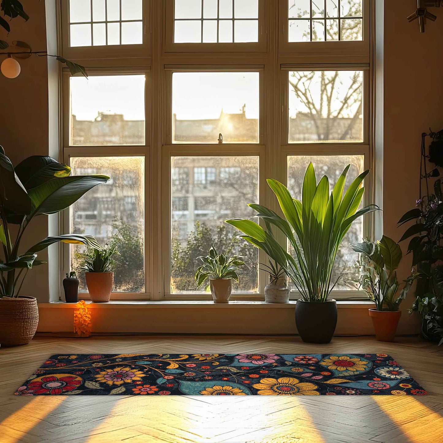 Secret Gardens 4 - Floral Yoga Mat for Mindful Practice With Multi Coloured Flowers - Non Slip Eco-Friendly Natural Rubber