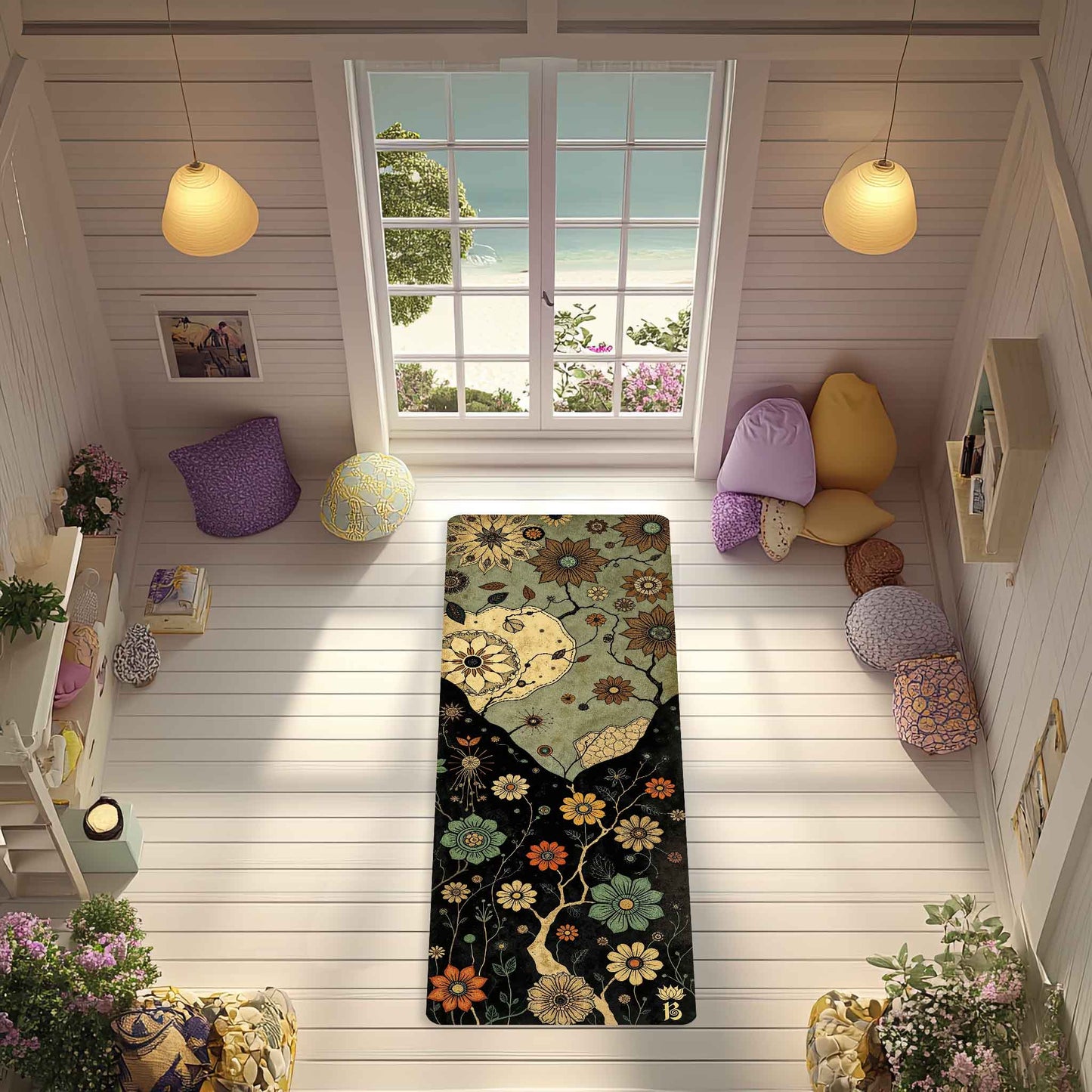 Secret Gardens 7 - Floral Yoga Mat for Mindful Practice - Non-Slip Eco-Friendly Natural Rubber
