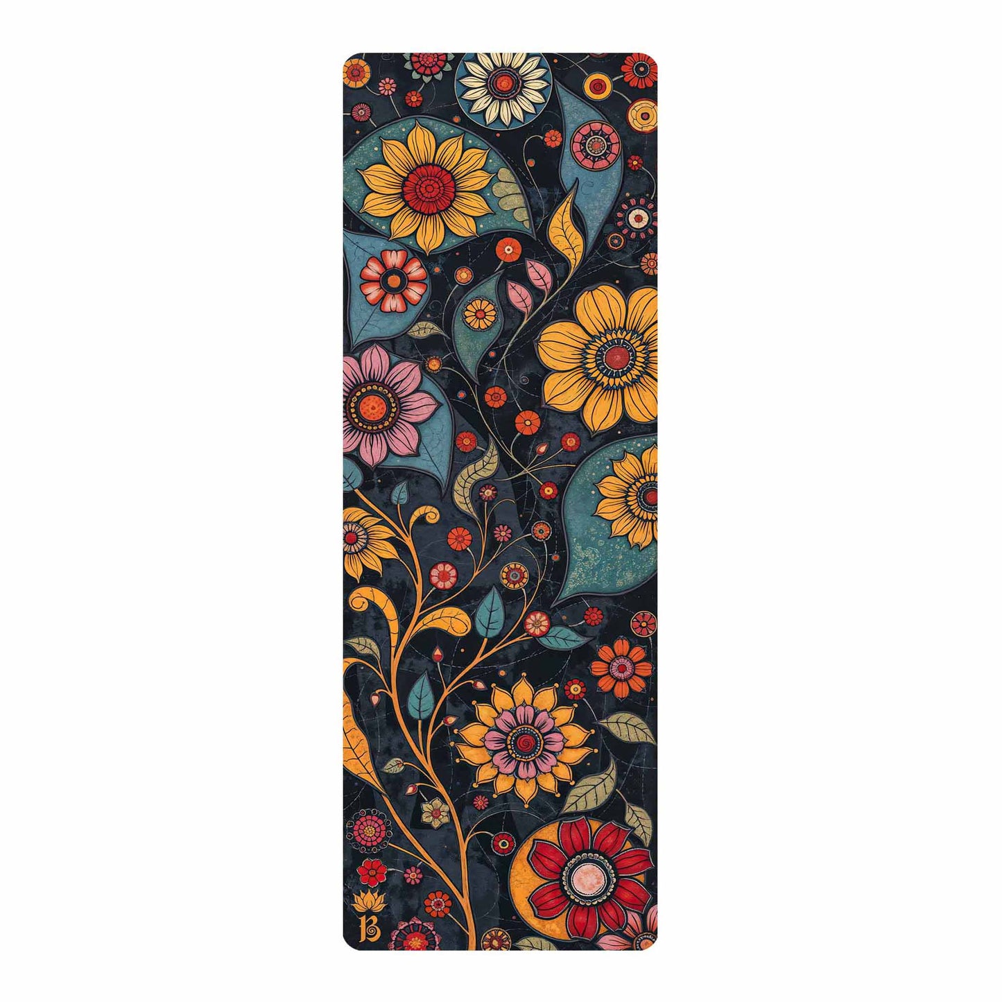 Secret Gardens 4 - Floral Yoga Mat for Mindful Practice With Multi Coloured Flowers - Non Slip Eco-Friendly Natural Rubber