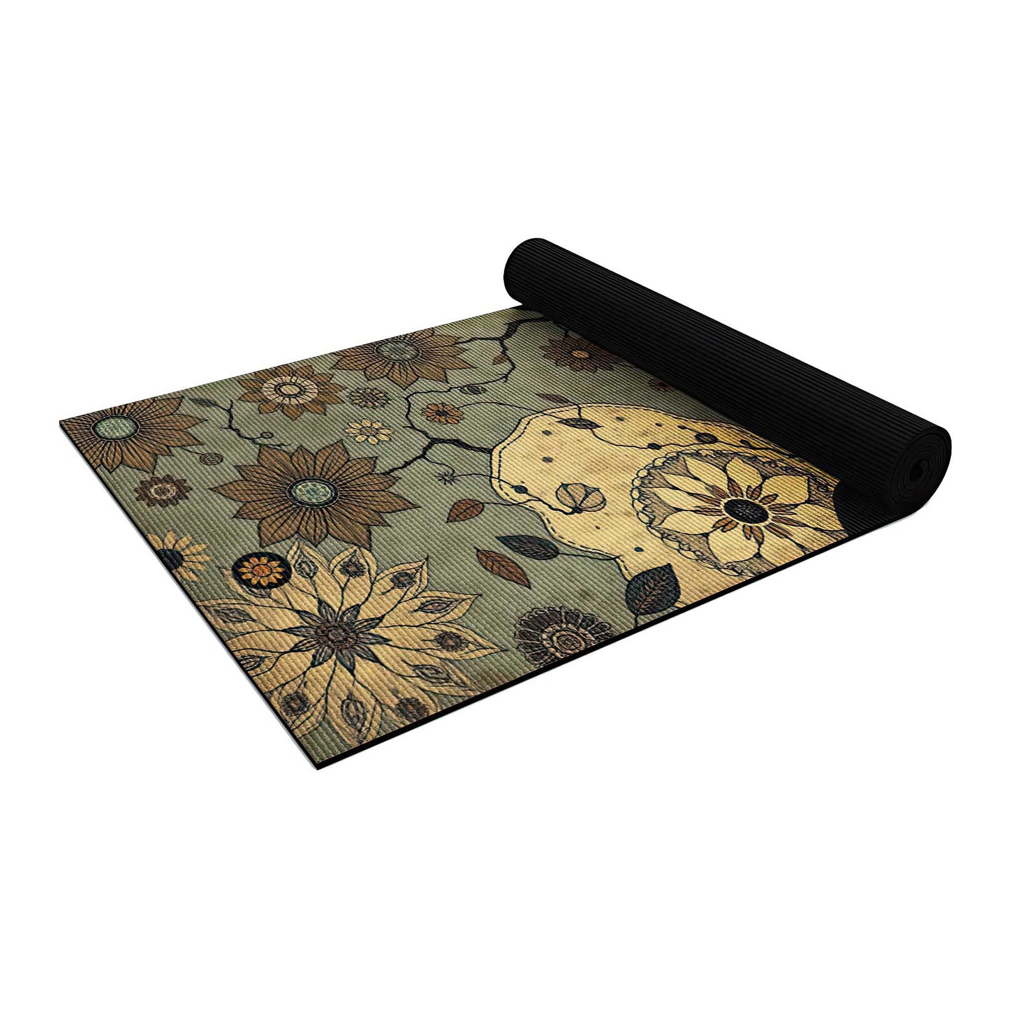 Secret Gardens 7 - Floral Yoga Mat for Mindful Practice - Non-Slip Eco-Friendly Natural Rubber