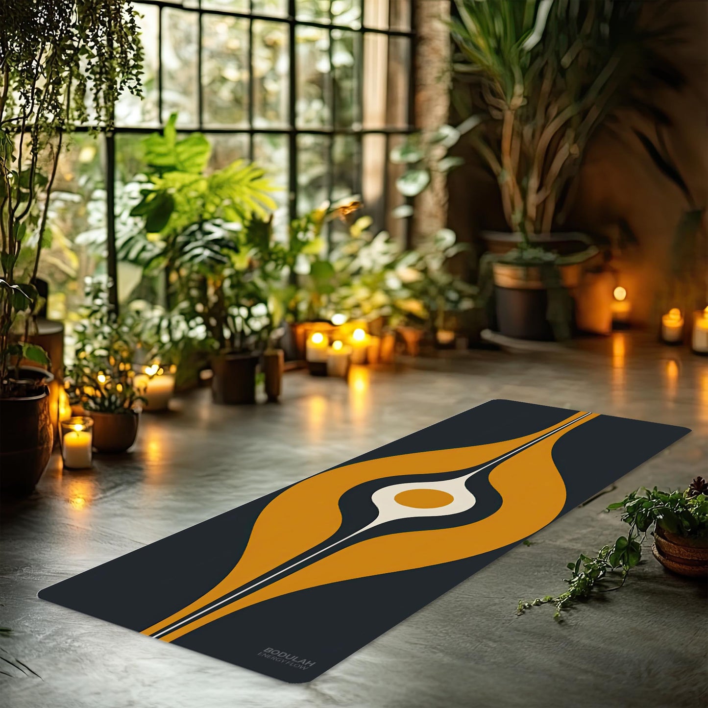 Energy Flow Yoga Mat 1 - Retro Modern Design  Non-Slip Exercise Mat for Home Gym Pilates Meditation & Yoga Practice