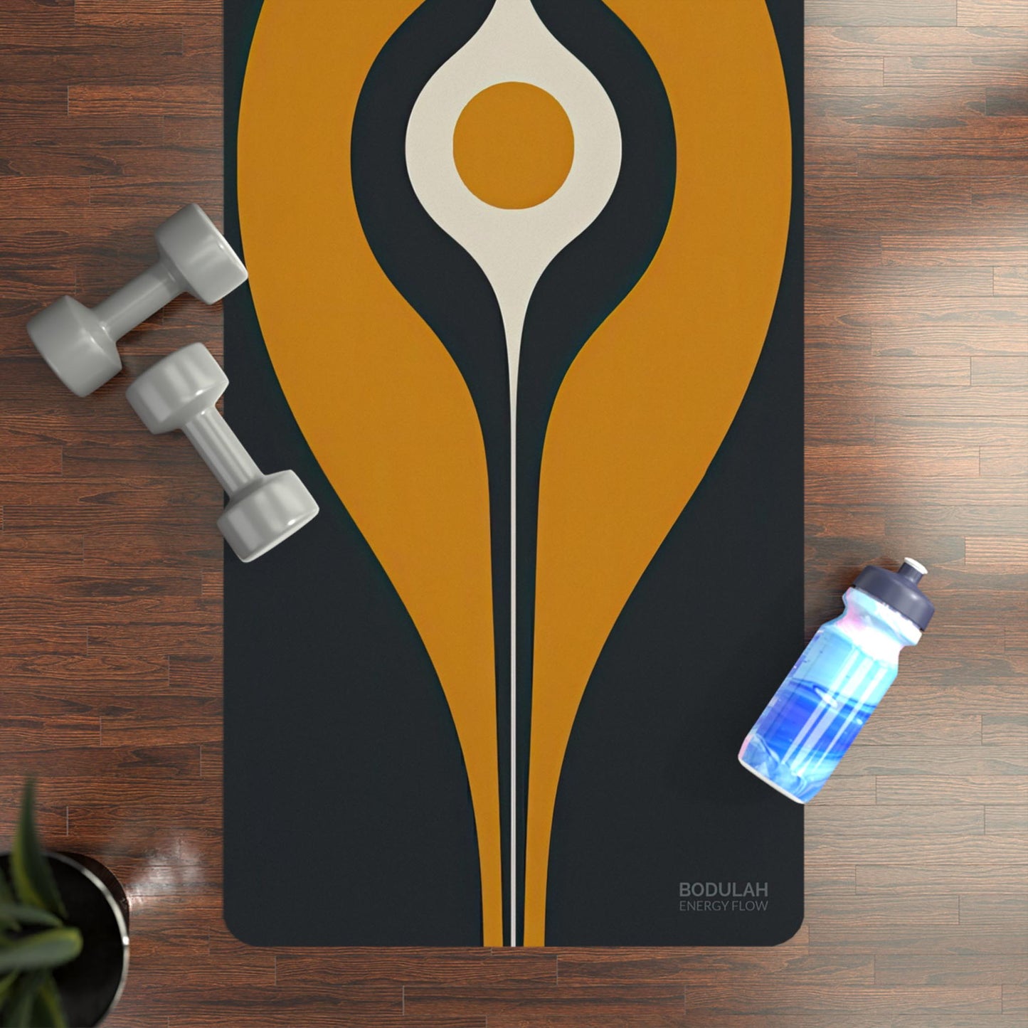 Energy Flow Yoga Mat 1 - Retro Modern Design  Non-Slip Exercise Mat for Home Gym Pilates Meditation & Yoga Practice