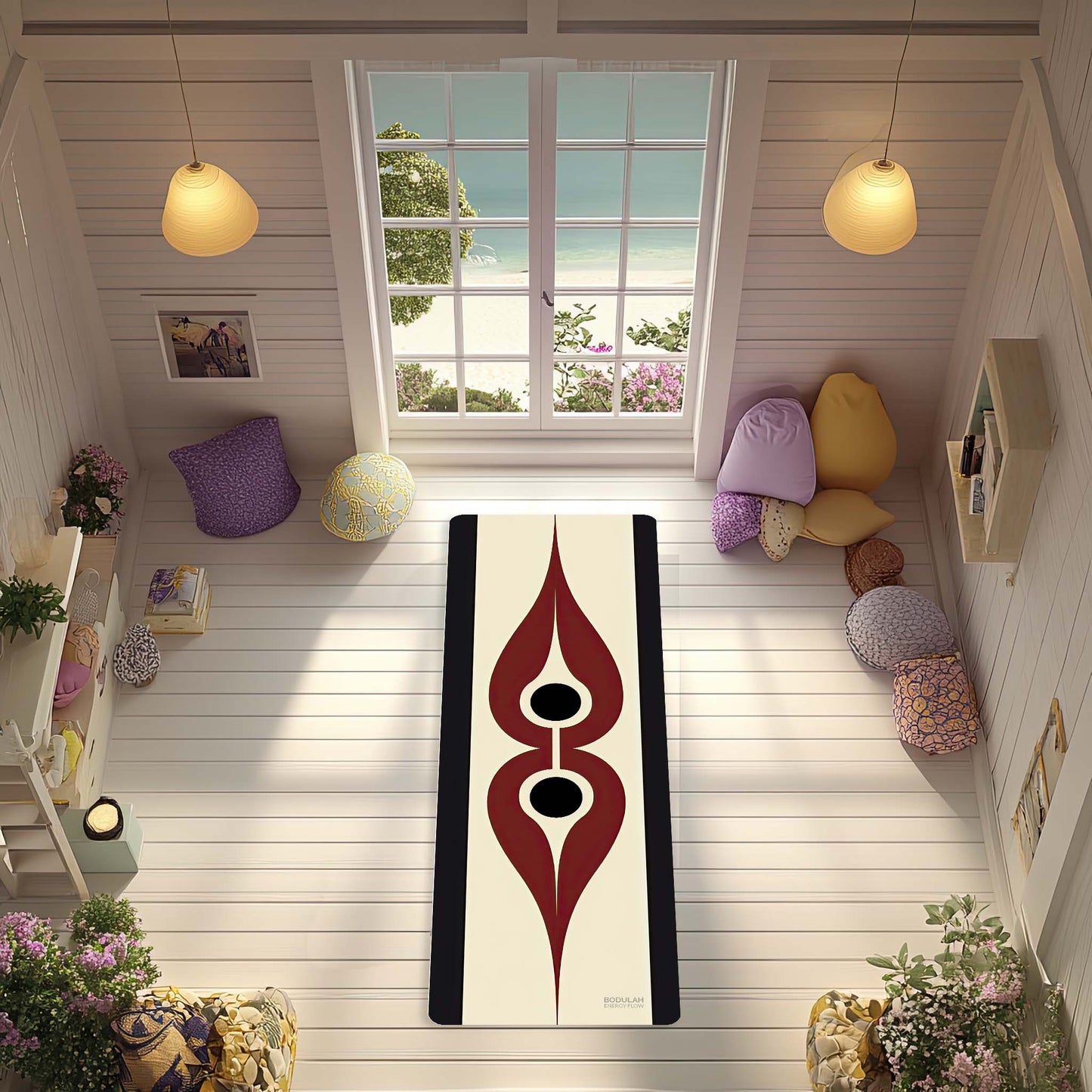 Energy Flow Yoga Mat 2 – Abstract Minimalist Energy Design - Non-Slip Exercise Mat for Home Gym Pilates Meditation & Yoga Practice