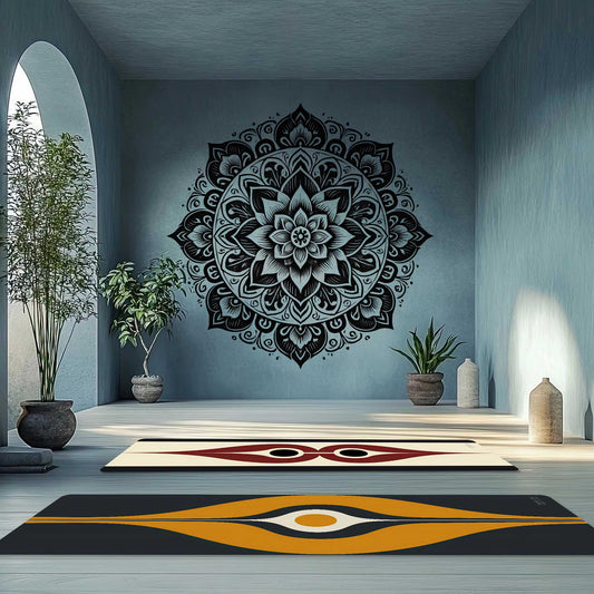 Energy Flow Yoga Mat 1 - Retro Modern Design  Non-Slip Exercise Mat for Home Gym Pilates Meditation & Yoga Practice