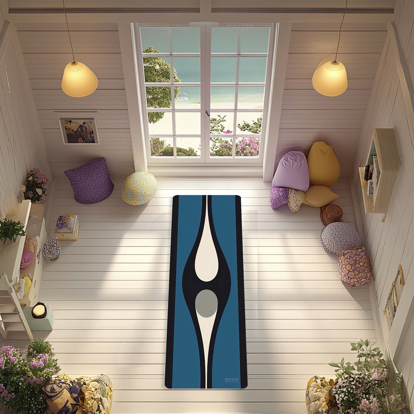 Energy Flow Yoga Mat 3 - Retro Modern Design  Non-Slip Exercise Mat for Home Gym Pilates Meditation & Yoga Practice