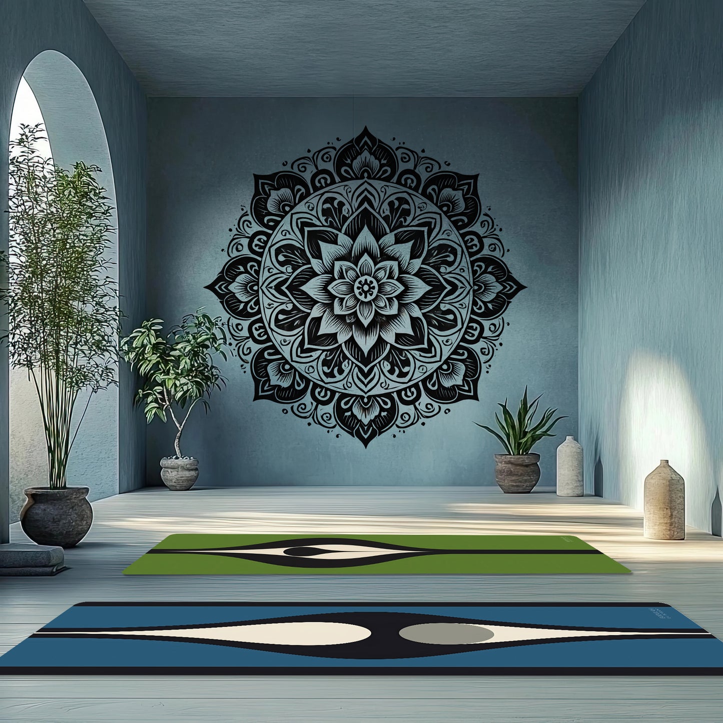 Energy Flow Yoga Mat 3 - Retro Modern Design  Non-Slip Exercise Mat for Home Gym Pilates Meditation & Yoga Practice