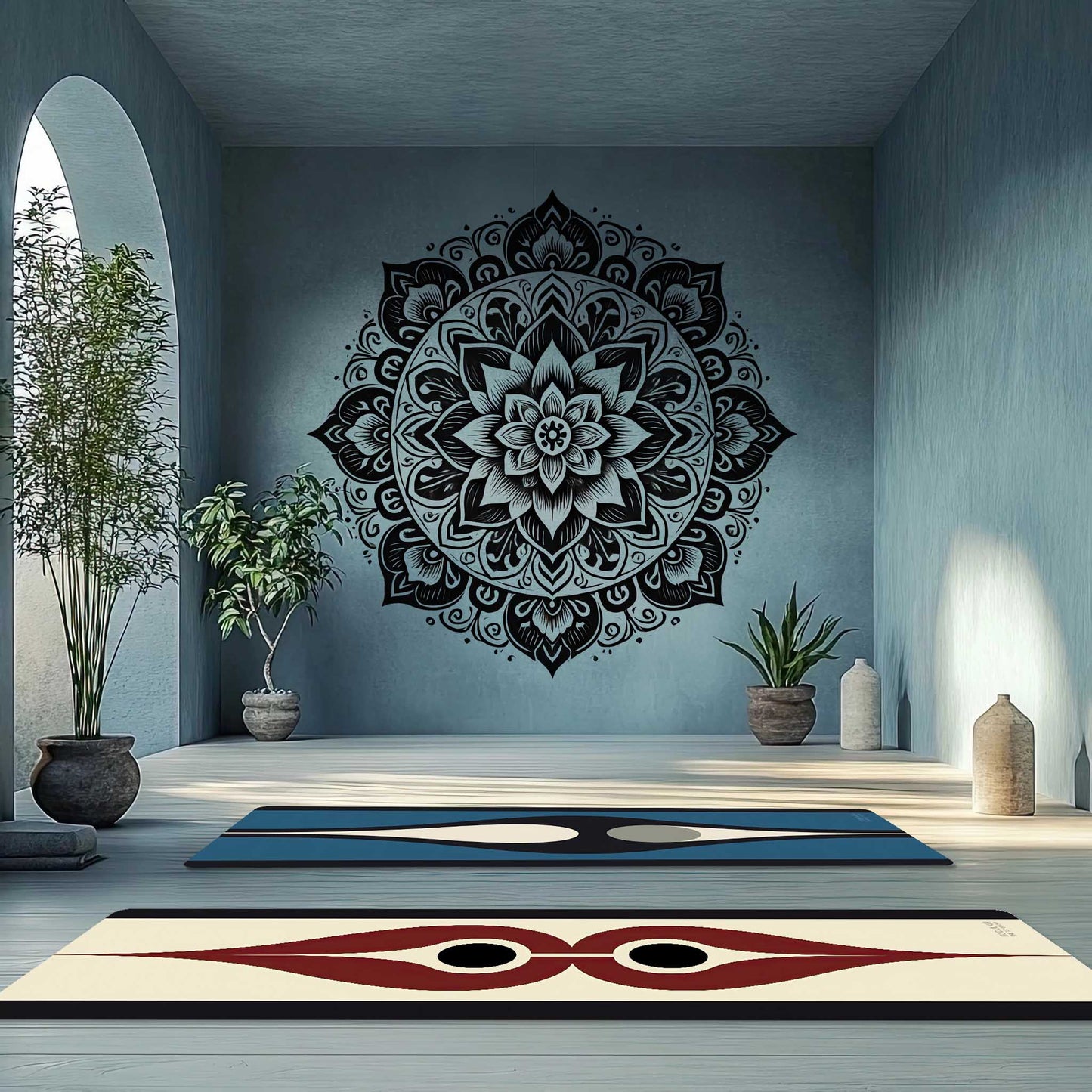 Energy Flow Yoga Mat 2 – Abstract Minimalist Energy Design - Non-Slip Exercise Mat for Home Gym Pilates Meditation & Yoga Practice