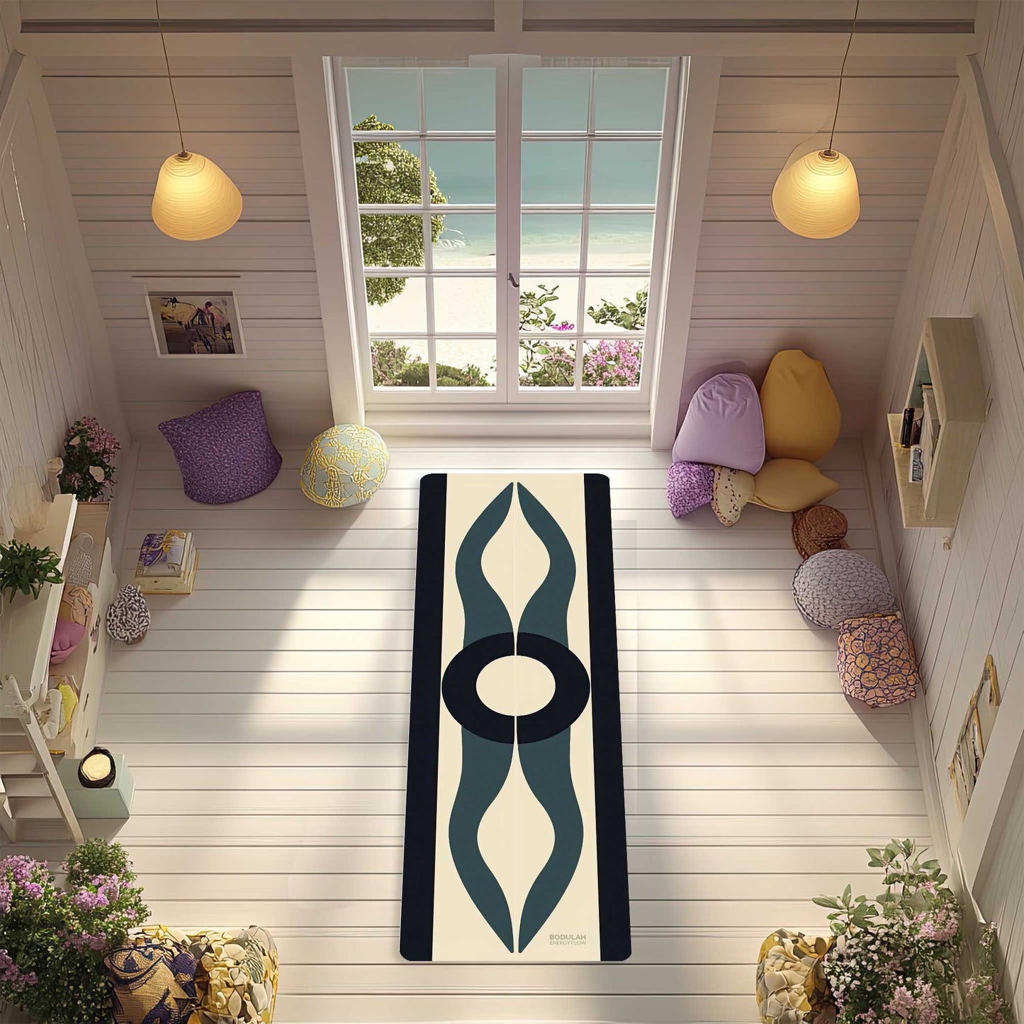 Energy Flow Yoga Mat 5 - Unity in Motion, Circle of Calm -  Non-Slip Exercise Mat for Home Gym Pilates Meditation & Yoga Practice