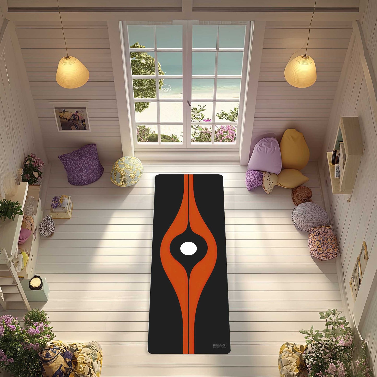 Energy Flow Yoga Mat 6 - Fire Within, Centered Calm | Abstract Minimalist Yoga Mat -Slip Exercise Mat for Pilates Meditation & Yoga Practice