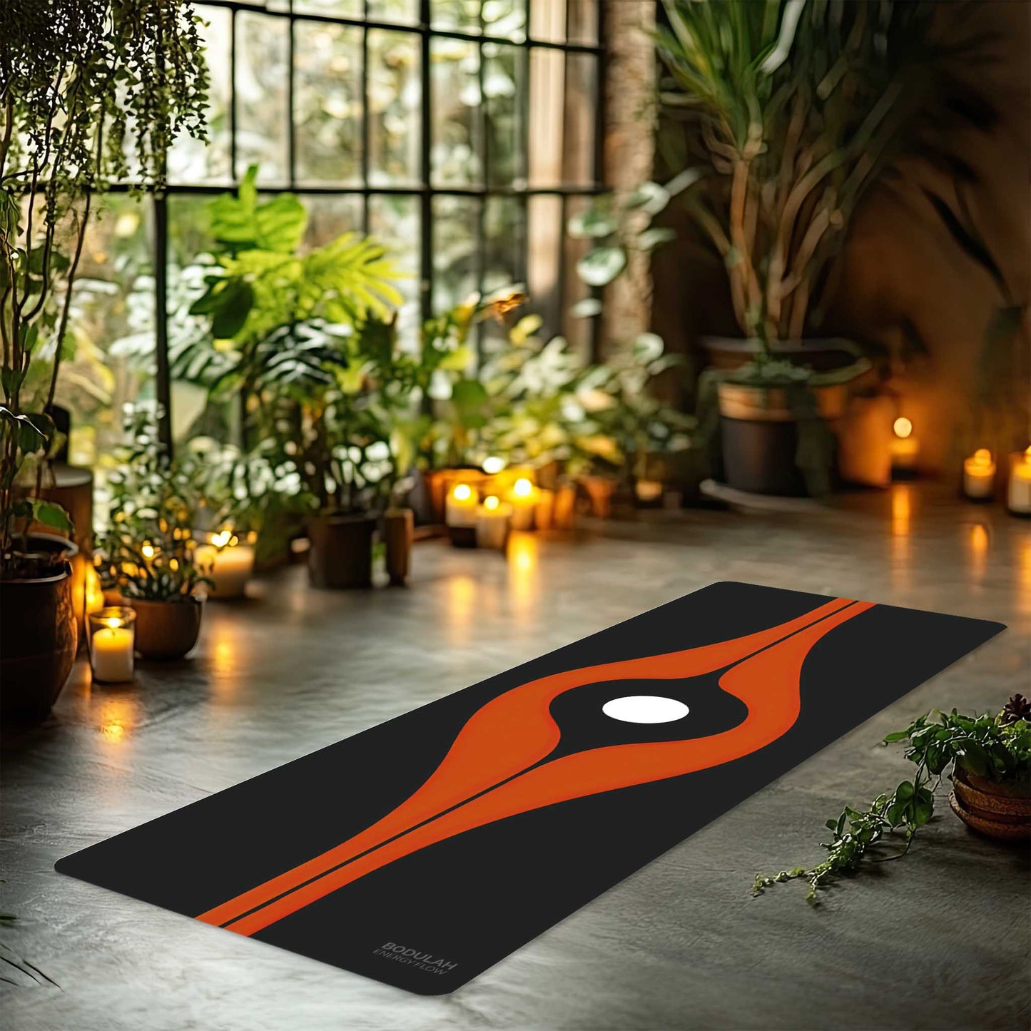 Energy Flow Yoga Mat 6 - Fire Within, Centered Calm | Abstract Minimalist Yoga Mat -Slip Exercise Mat for Pilates Meditation & Yoga Practice