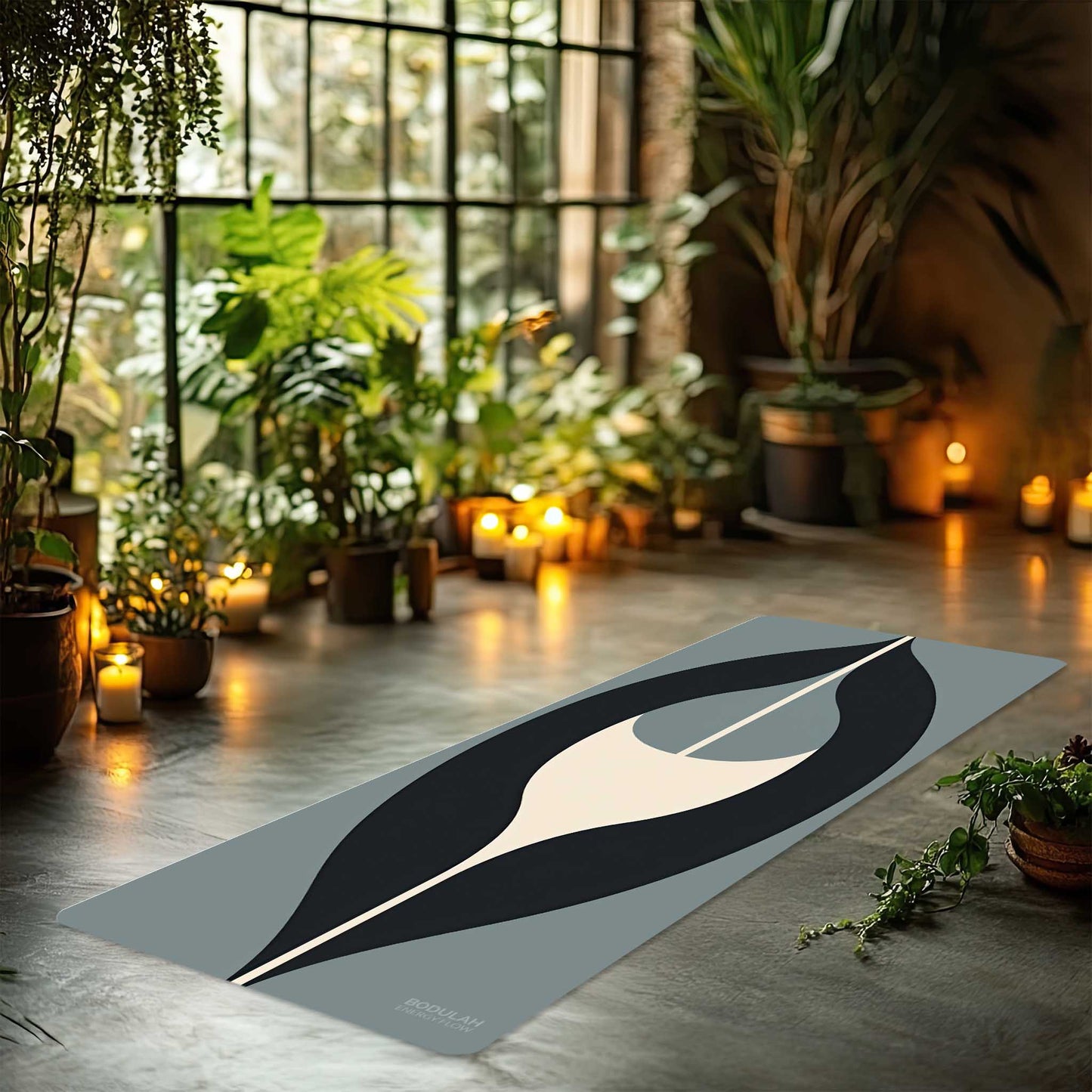 Energy Flow Yoga Mat 7 - Sacred Silence, Deep Focus - Minimalist Abstract Yoga Mat - Non-Slip Exercise Mat for Home Gym Pilates Meditation & Yoga Practice