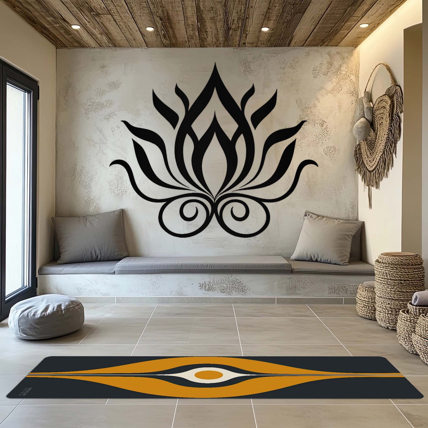 Energy Flow Yoga Mat 1 - Retro Modern Design  Non-Slip Exercise Mat for Home Gym Pilates Meditation & Yoga Practice