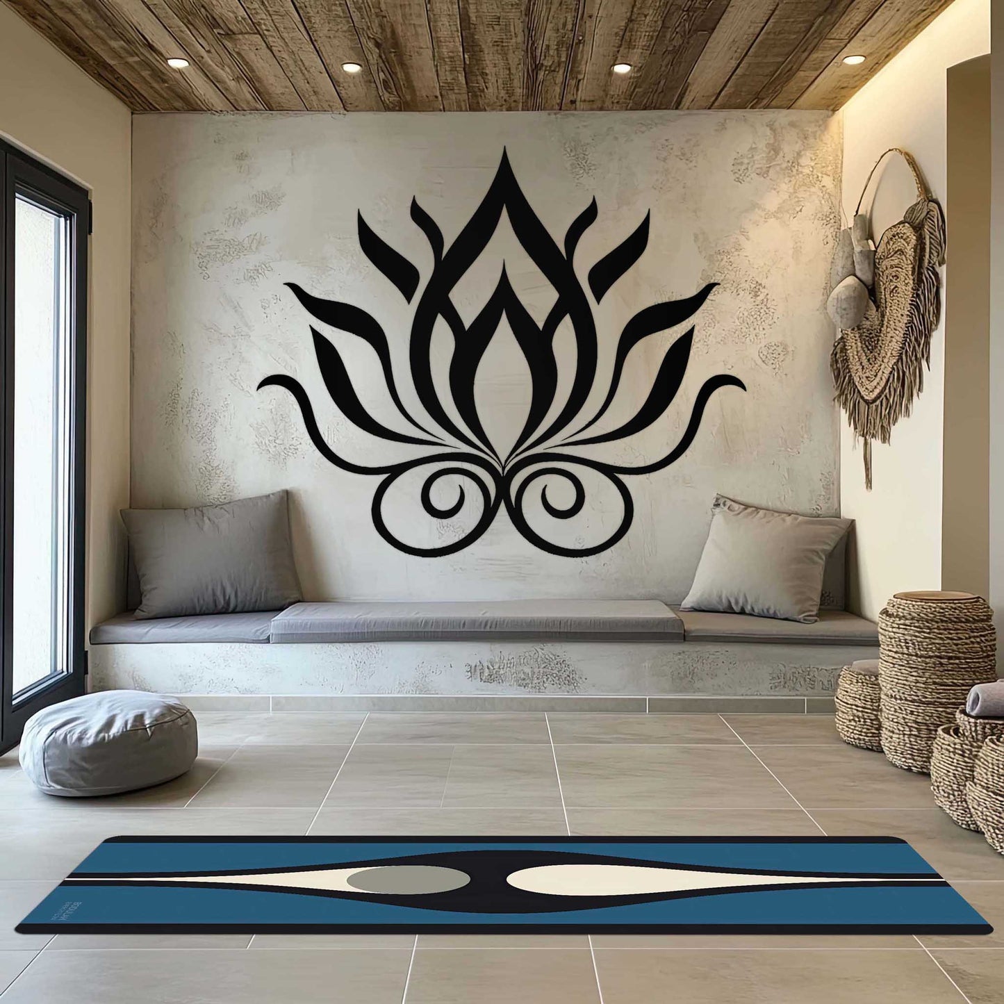 Energy Flow Yoga Mat 3 - Retro Modern Design  Non-Slip Exercise Mat for Home Gym Pilates Meditation & Yoga Practice