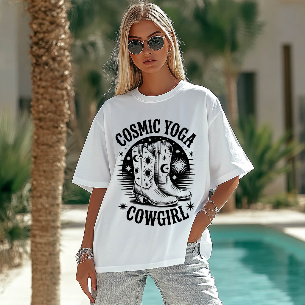 Cosmic Boots Oversized T-Shirt – Western Spirit Meets Stardust
