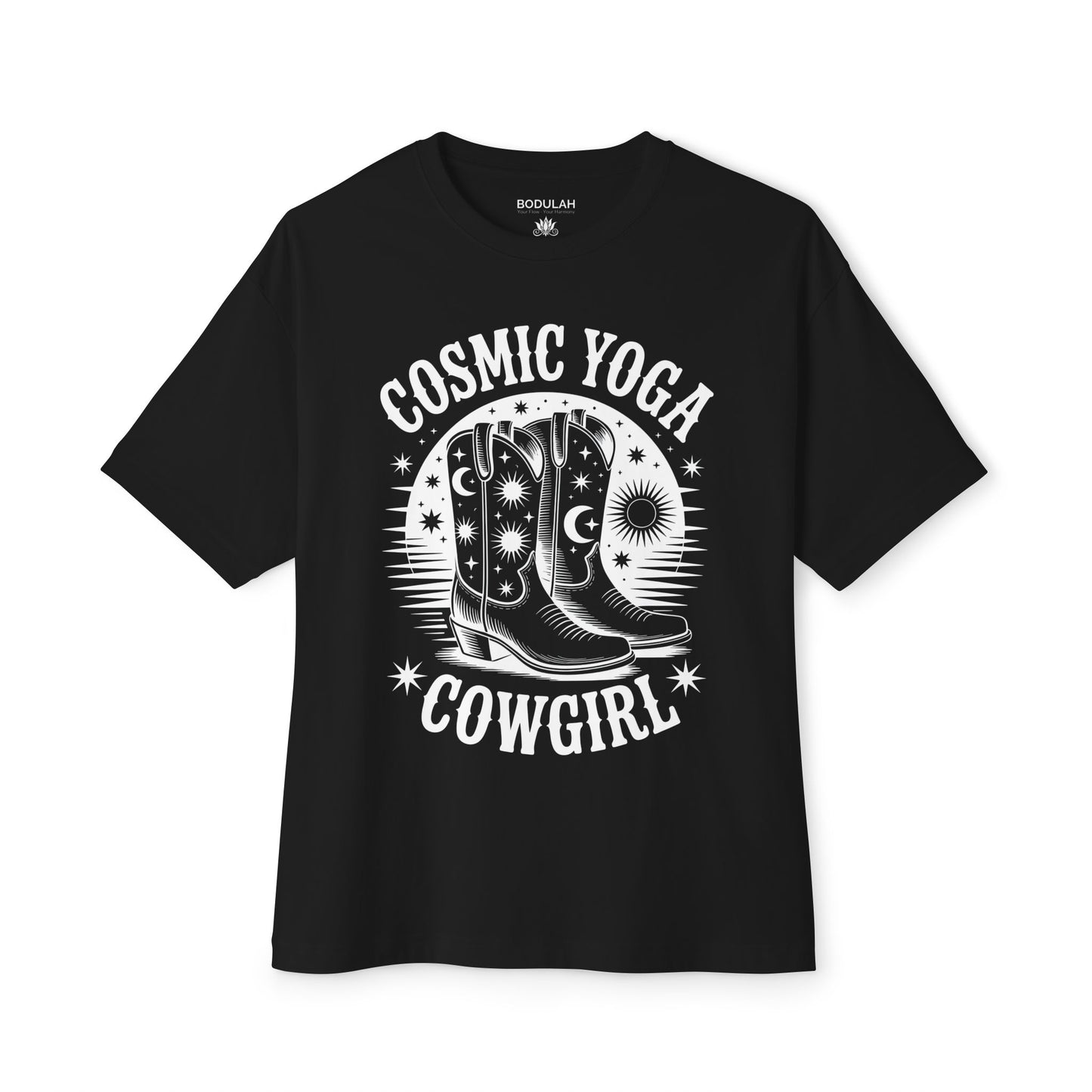 Cosmic Boots Oversized T-Shirt – Western Spirit Meets Stardust