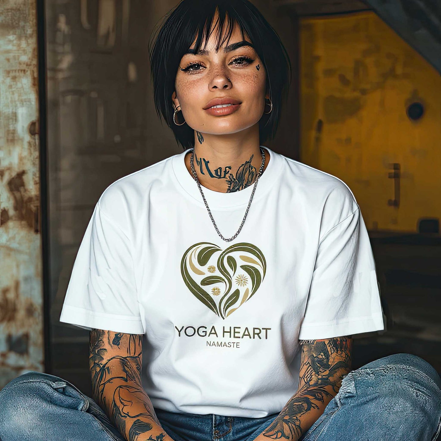 Yoga Heart Namaste Oversized Boxy T-Shirt