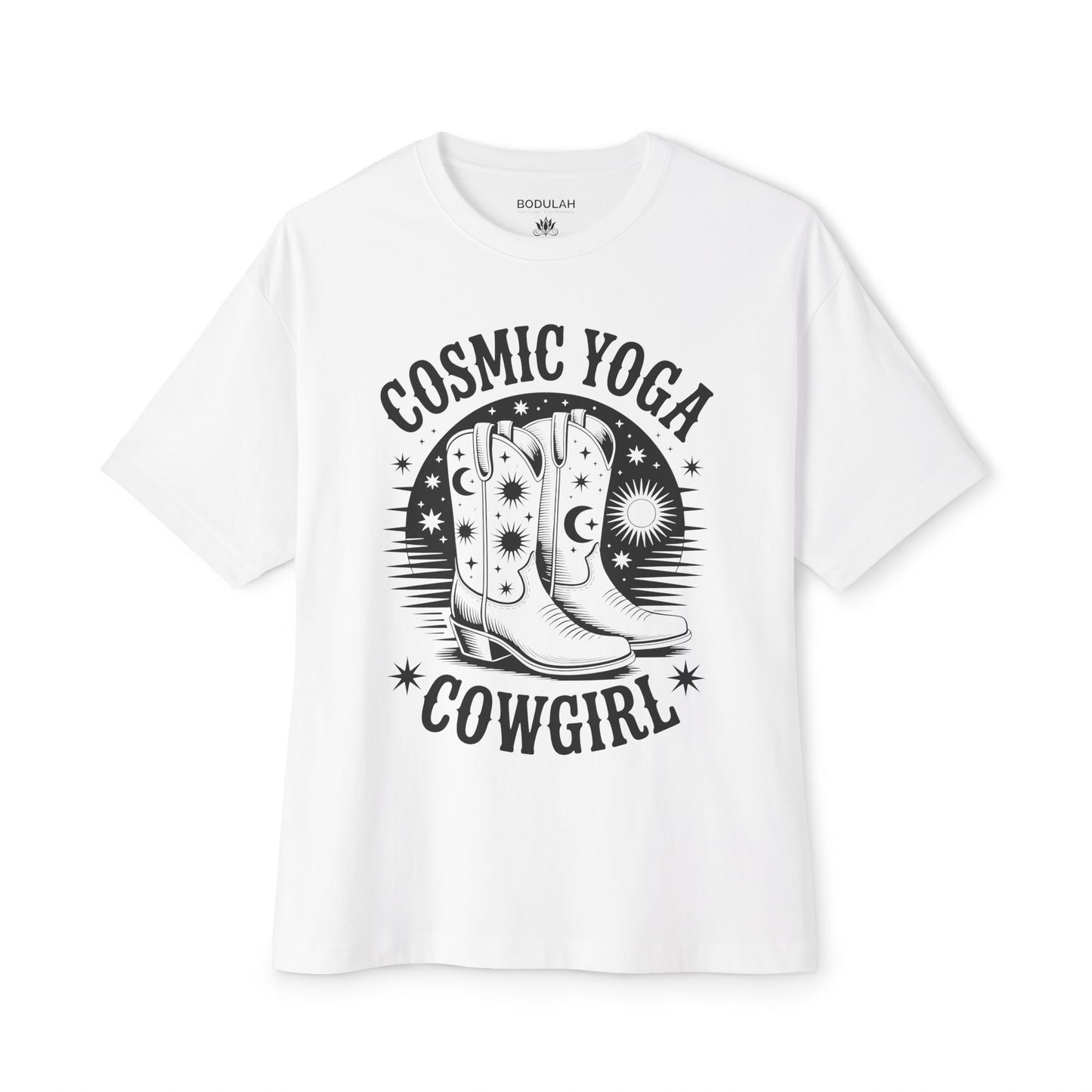 Cosmic Boots Oversized T-Shirt – Western Spirit Meets Stardust