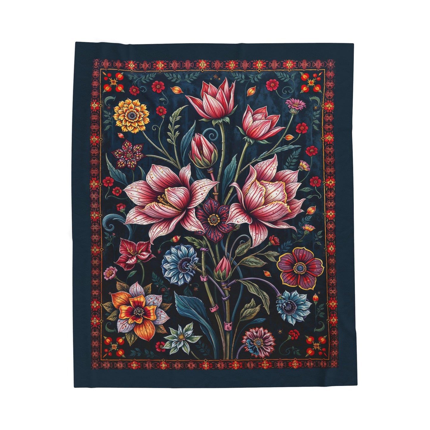 Vibrant Floral Velveteen Plush Blanket - Cozy Home Décor for Relaxation