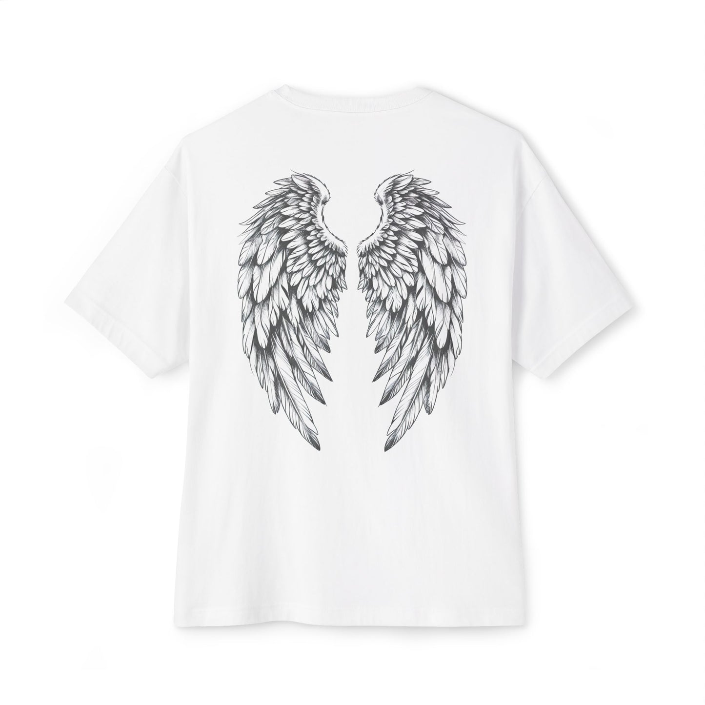 “Angel Wings” Oversized Yoga T-Shirt – Relaxed Fit, Boho Spirit Ethically Made Wearable Art Tee