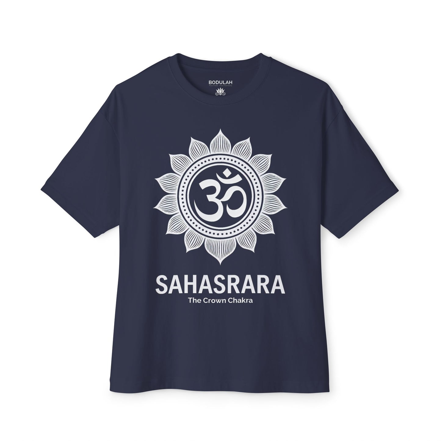 Crown Chakra T-Shirt – Oversized Unisex Tee with Sahasrara Lotus, Spiritual Yoga Clothing Premium Cotton