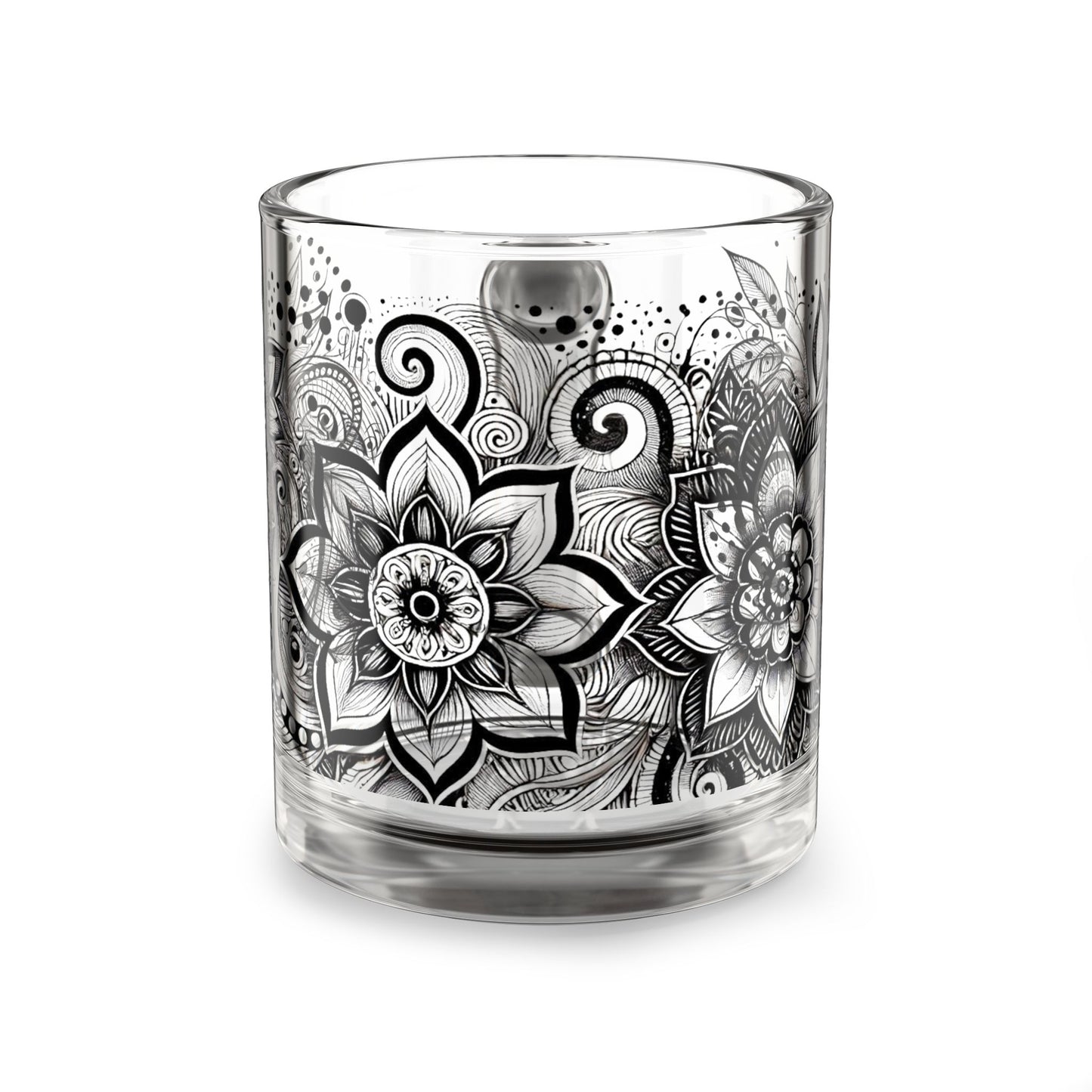 Ethereal Bloom – Black & White Glass Mug
