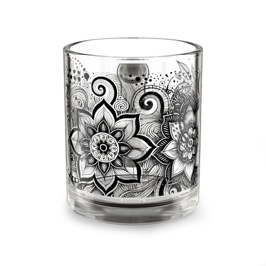 Ethereal Bloom – Black & White Glass Mug