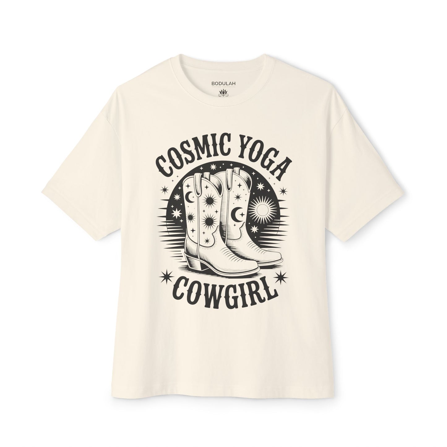 Cosmic Boots Oversized T-Shirt – Western Spirit Meets Stardust