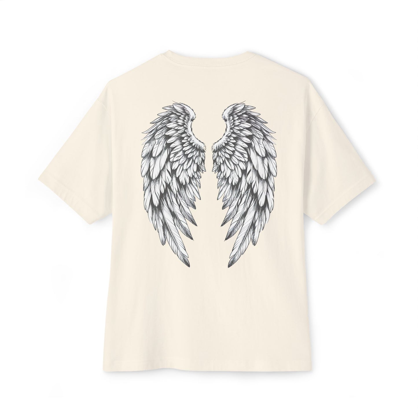“Angel Wings” Oversized Yoga T-Shirt – Relaxed Fit, Boho Spirit Ethically Made Wearable Art Tee