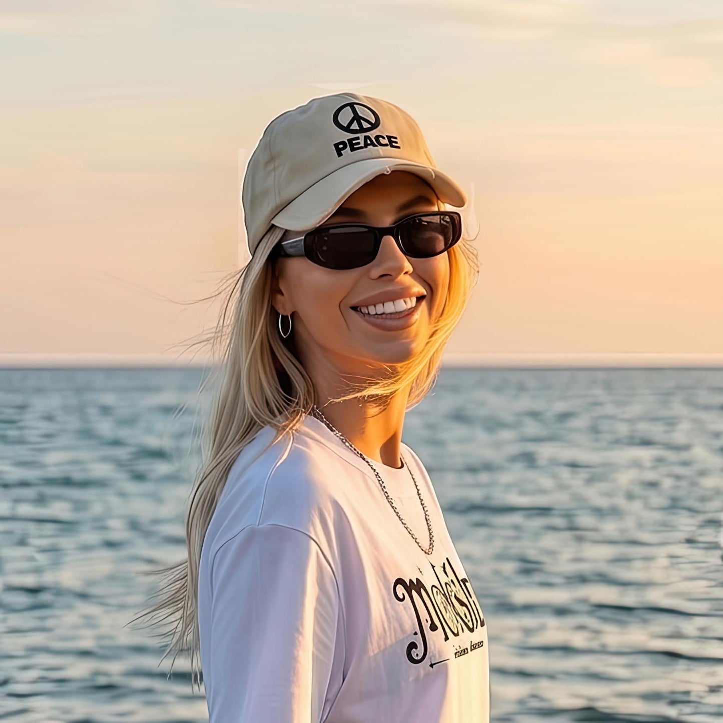 Peace Unisex Distressed Cap – Vintage Cotton Baseball Hat